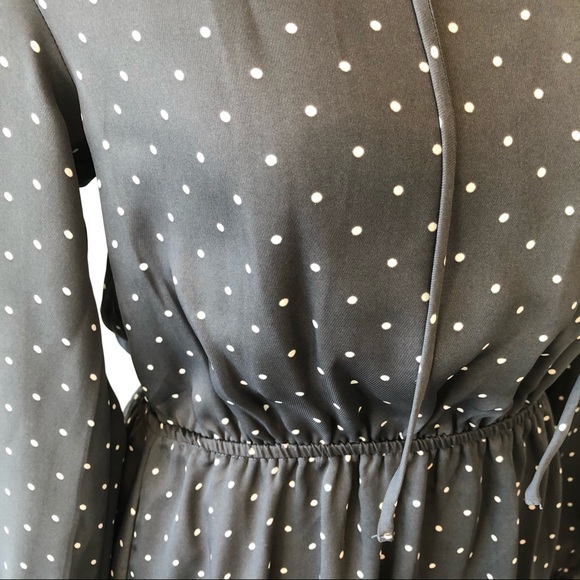 Dark grey long-sleeve polka dot dress - Picture 8 of 10